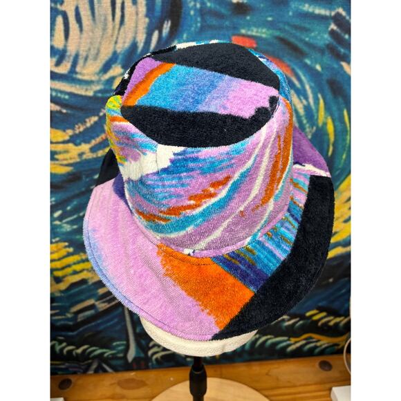 Van Gogh Inspired Terry Cloth Bucket Hat | Handmade Cotton-Lined Small 21.5\